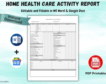Editable Home Health Care Activity Report Template (Word & PDF)