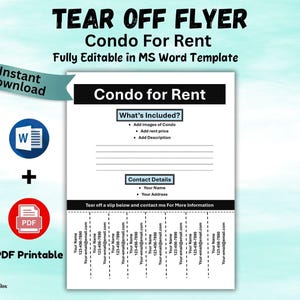 Editable Condo for Rent Tear-off Flyer Rental Condo Advertisement Flyer Condo Rental Ad Tear off Flyer flyer Template Neighborhood Rent Ad