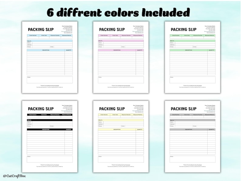 Editable Packing Slip Template: Small Business Order Form (digital ...