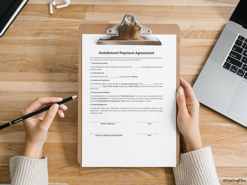 Installment Payment Agreement Template: Editable Loan Contract (digital ...