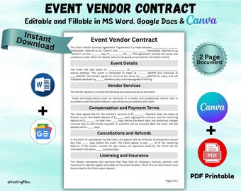 Event Vendor Contract Template: Editable Canva, Word & PDF
