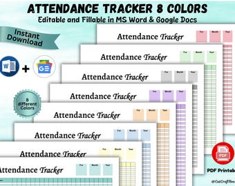 Modello di monitoraggio delle presenze a 8 colori: layout orizzontale modificabile (download digitale)