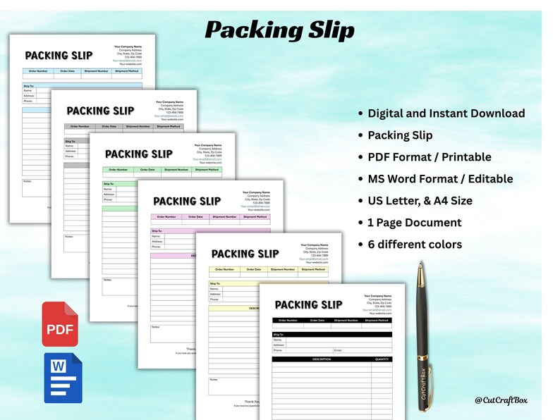 Editable Packing Slip Template: Small Business Order Form (digital ...