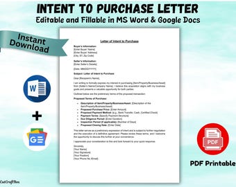 Plantilla editable de carta de intención de compra (Word, PDF