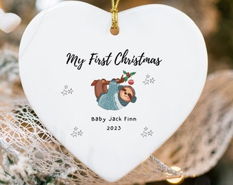 Baby First Christmas Ornament | Baby Girl Christmas Ornament | First Christmas Gift Baby | New Sloth Baby Gift | Baby Boy Christmas Ornament