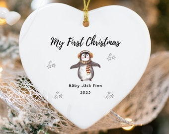 Baby First Christmas Ornament | Baby Girl, Boy Christmas Ornament | First Christmas Gift Baby | New Penguin Baby Gift | Christmas Ornament