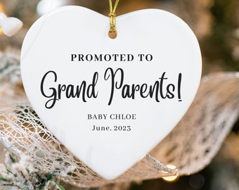 Promoted To Grand Parents / Grand Parents Ornament / Pregnancy Announcement / New Grand Parents / Personalized Gift / Christmas Ornament