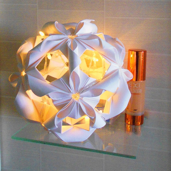 Origami Sphere With Led Decoration Garland Inside Battery Powered