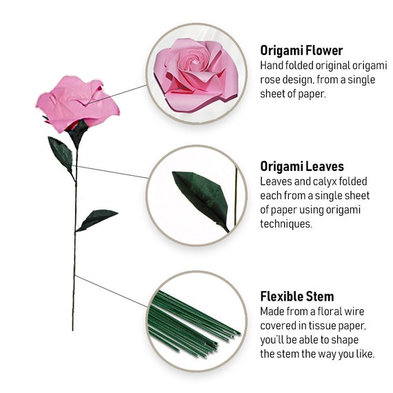 Pack Of 3 Origami Roses