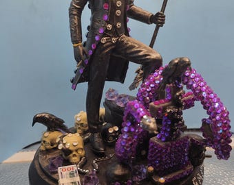 Statyett Vaudou de Baron Samedi Sculpture en Résine Peinte à la Main.