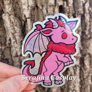 Jersey Devil Sticker | Glitter Pink Chibi Cryptid Krampus Vinyl Decal