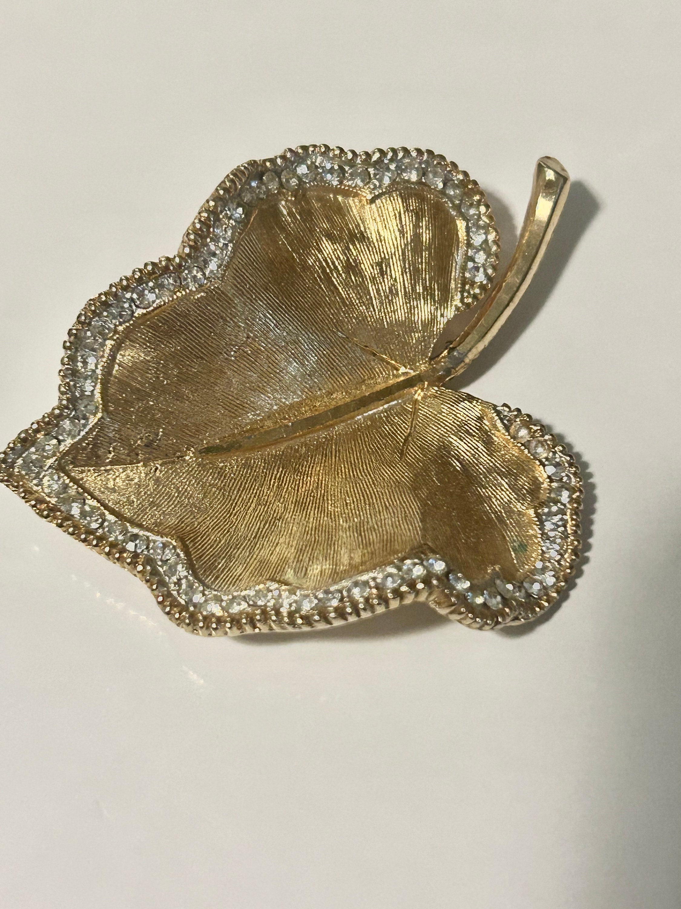 Vintage Textured Gold Large Flower Brooch by BSK - Vintage Renude