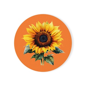 Bright Sunflower Cork Back Coaster | Home Decor, Kitchen Accessory, Gift, Party Favor, Summer Vibes
