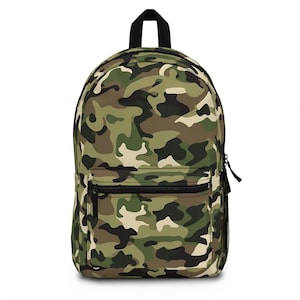 Camo Green Backpack, Stylish Daypack, Trendy School Bag, Outdoor Adventure Gear, Gift for Kids and Teens, Camoflauge Backpack