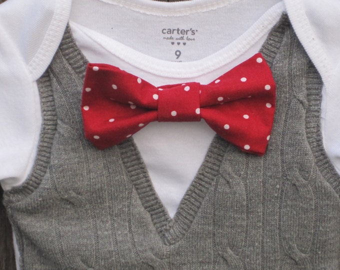 Baby Boy Sweater Vest Onesie and Bowtie Etsy