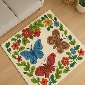 Handmade Wool Tufted Butterfly Carpet: Modern Persian Style