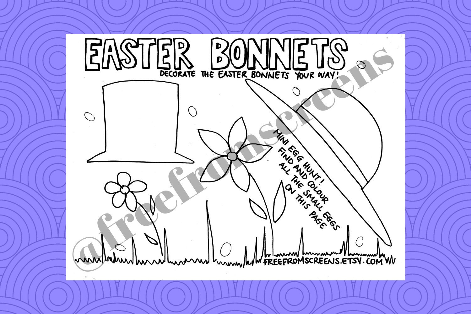 Easter Bonnets Activity Sheet DIY Colouring Sheet | Etsy