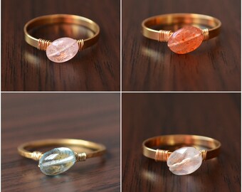 Design Your Own Ring, Custom Gemstone Ring, Gold Wire Wrapped Ring, Personalized, Anniversary Gift for Her, Gold Filled Jewelry