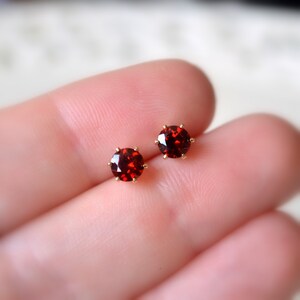 Rhodolite Garnet Stud Earrings, Real Gemstones, 5mm Round, Semiprecious Stone, Sterling Silver Jewelry, Best Friend Gift for Women image 10