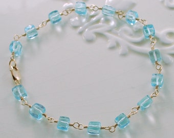 Sky Blue Topaz Bracelet: Gold Filled Gemstone Jewelry