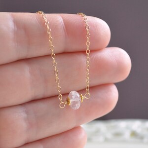 Rose Quartz Necklace, Blush Pink Gemstone Necklace, Minimalist, Sterling Silver or Gold Filled, Simple Jewelry for Her, Made to Order image 4