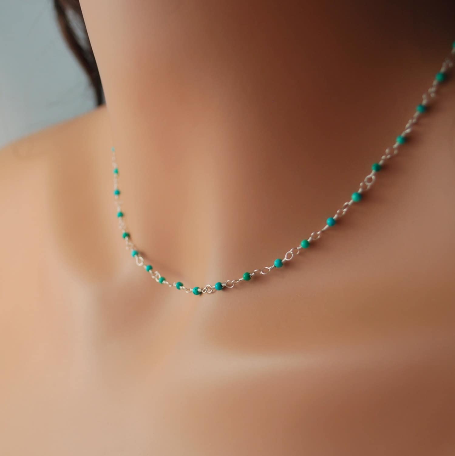 Set Gioielli Bohemian In Turchese - Collana, Orecchini, Bracciale E Anelli Stile Western - Foto 5