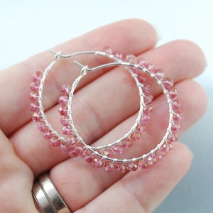 Design Your Own Hoop Earrings, Sterling Silver or Gold, Custom, Wire Wrapped, Genuine Gemstone Jewelry, Free Shipping image 5