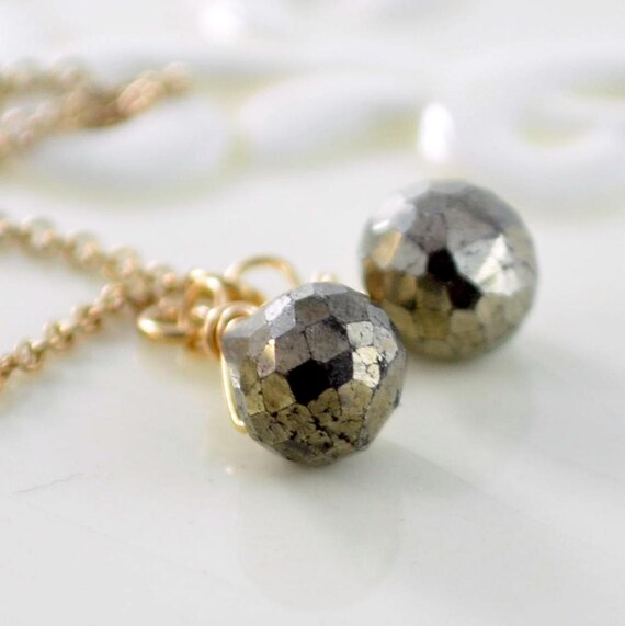 Iron Pyrite Jewelry Gemstone Threader Earrings Sterling Etsy