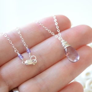 Ametrine Necklace, Lavender Gemstone, Large Focal, AAA Stone Solitaire, Rose Gold Necklace, Gold or Sterling Silver Jewelry, Made to Order image 3