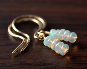 Genuine Opal Earrings, Gold Earrings, Opal Jewelry, Birthstone Jewelry, Birthday Gift for Her, Sterling Silver Gold Jewelry, Made to Order