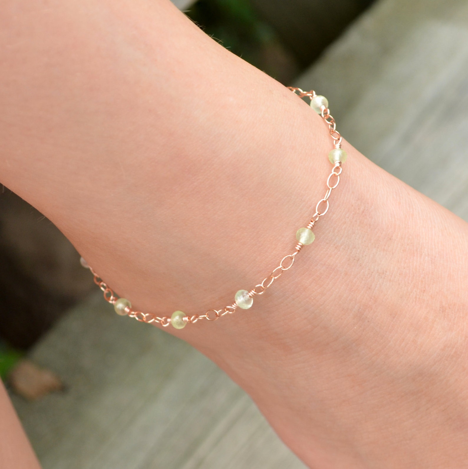 Rose Gold Anklet for Women Gold Ankle Bracelet Mint Green Etsy