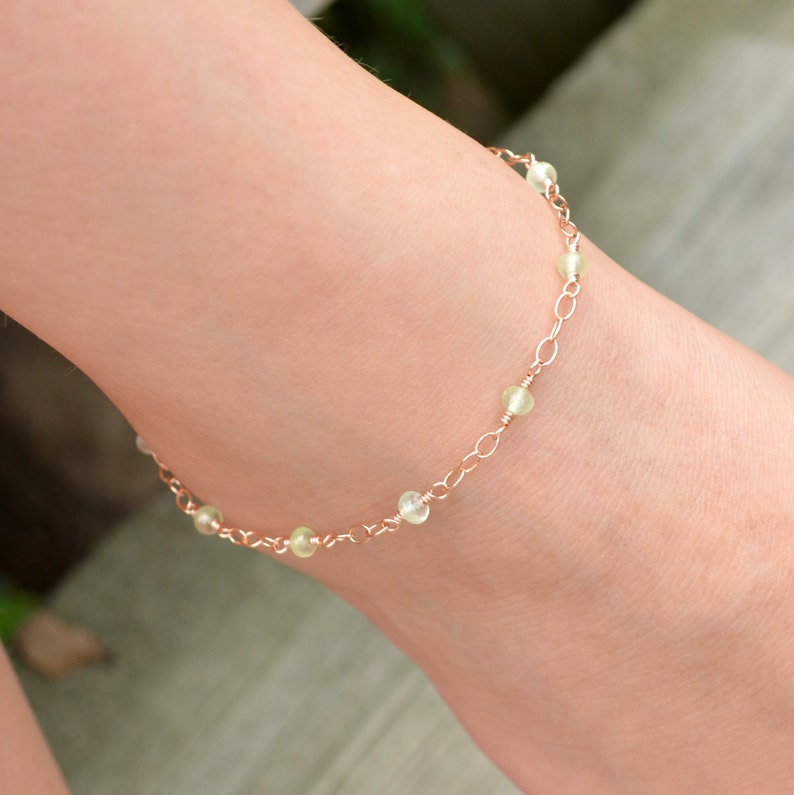 Rose Gold Anklet for Women Gold Ankle Bracelet Mint Green Etsy