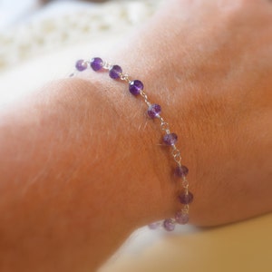 Echtes Amethyst-Armband für Frauen, Sterling Silber, Ombre Purple Gemstone Schmuck, Februar Birthstone Schmuck Bild 2