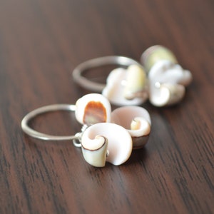 Roze schelpoorbellen in sterlingzilver, echte schelpen, zomersieraden, cadeau bruidsmeisje, strandbruiloft, gratis verzending
