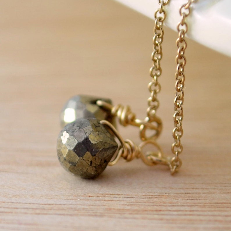 Iron Pyrite Jewelry Gemstone Threader Earrings Sterling Etsy UK