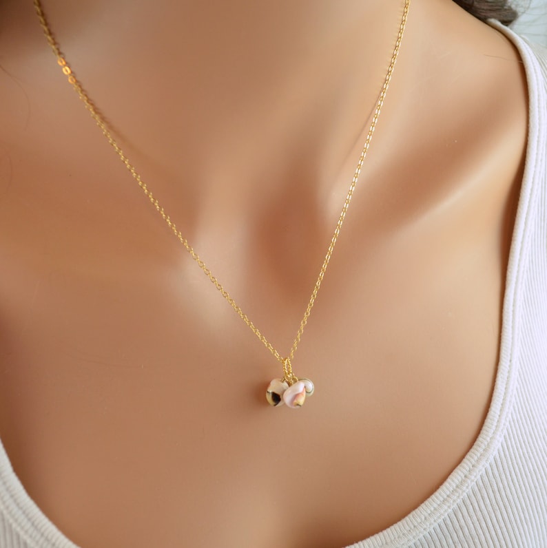 Beach Jewelry Real Seashell Gold Filled or Sterling Silver Bridesmaid Sea Shell Necklace Free Shipping Pale Pink