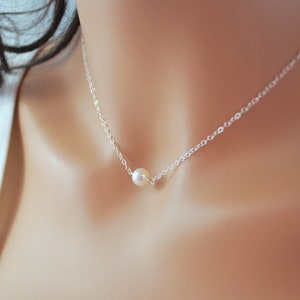 Freshwater Pearl Choker: Sterling Silver Minimalist Necklace