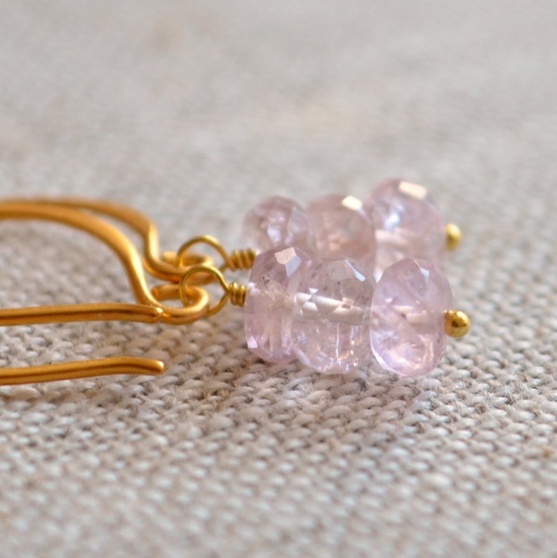 Blush Pink Earrings Aquamarine Gemstone Beryl Drops Gold Etsy