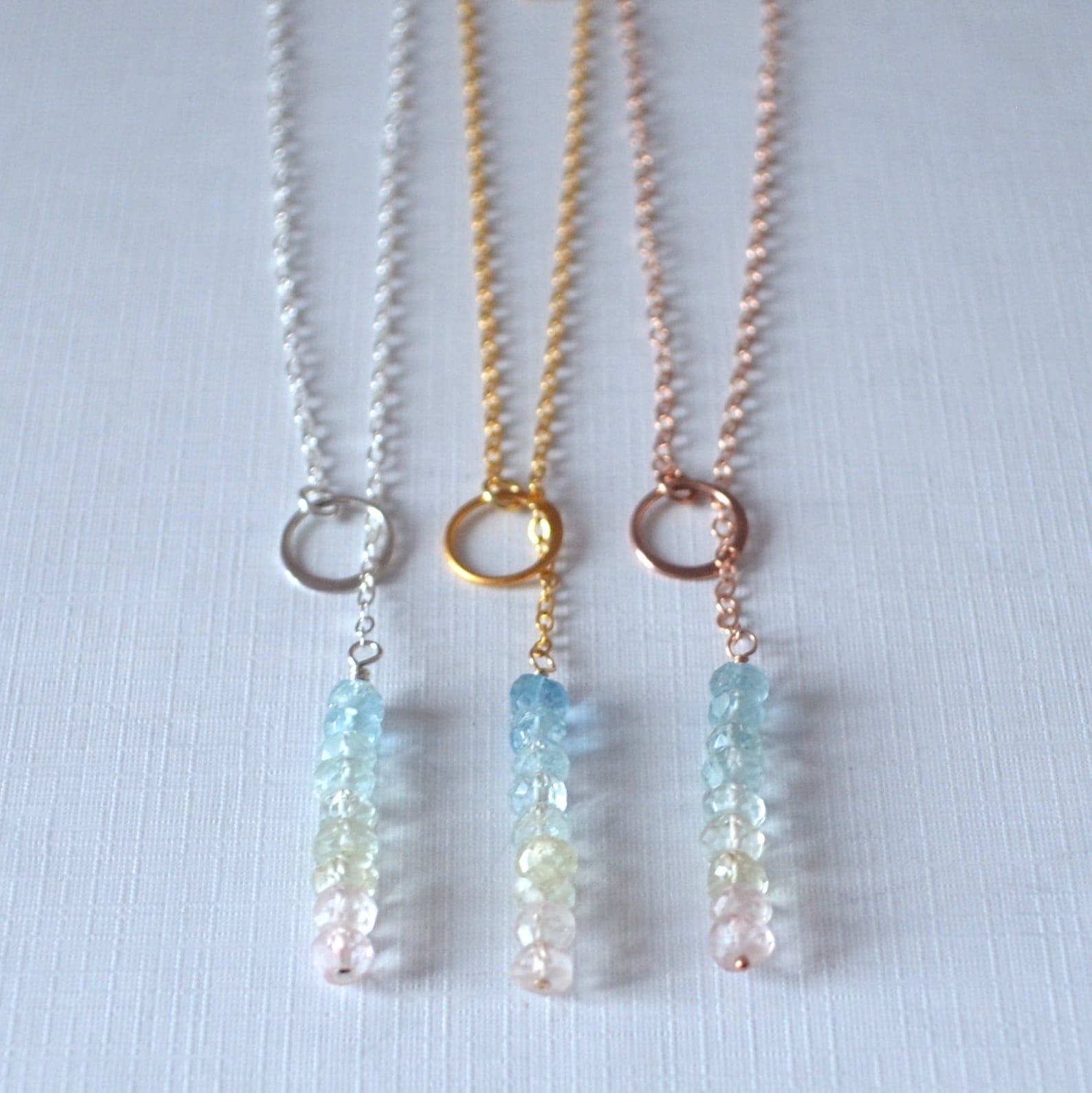 Jolie Lariat Necklace with Aquamarine Blue main image 0