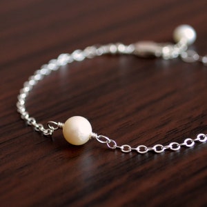 Bracciale perla reale, Argento Sterling, Vera perla d'acqua dolce, Filo Avvolto Gioielli, Regalo di compleanno di giugno, Bracciale Di Nascita per Ragazze