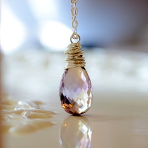 Ametrine Necklace, Lavender Gemstone, Large Focal, AAA Stone Solitaire, Rose Gold Necklace, Gold or Sterling Silver Jewelry, Made to Order image 1