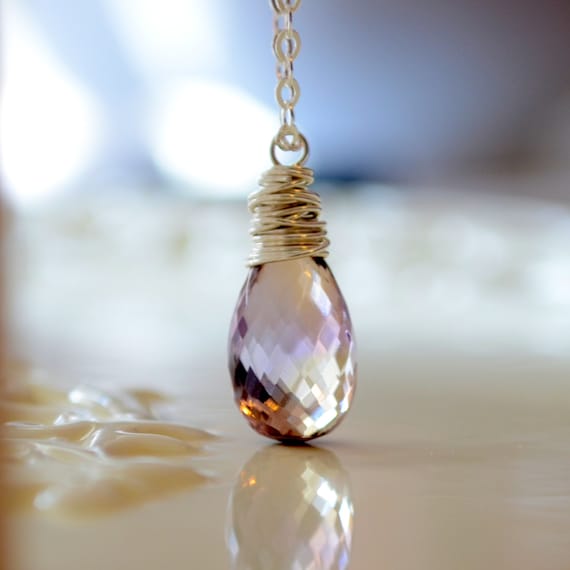 Ametrine Solitaire Necklace: Lavender & Gold Gemstone, Sterling Silver