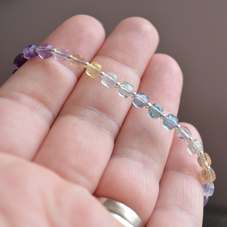 Fluorite Bracelet Clasp Sterling Silver Beaded Etsy