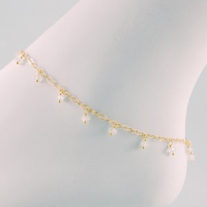 Rainbow Moonstone Anklet for Women, Gold Anklet, Genuine Gemstone, Boho, Indian Inspired, Ankle Bracelet, Sterling Silver or Gold Jewelry