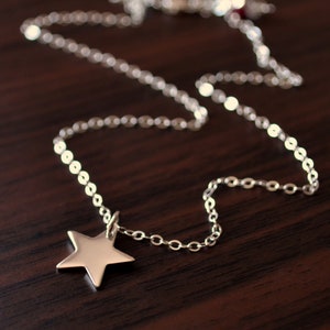 Silver Star Necklace, Sterling Charm Necklace, Star Pendant Necklace, Cable Chain, Simple Birthstone Jewelry for Girls Teens or Women