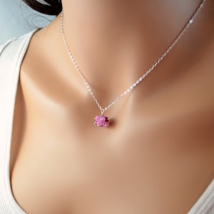 Genuine Ruby Jewelry, Sterling Silver, Real Ruby Necklace, Cluster Necklace, Ruby Pendant Necklace, July Birthday Gift, Made to Order