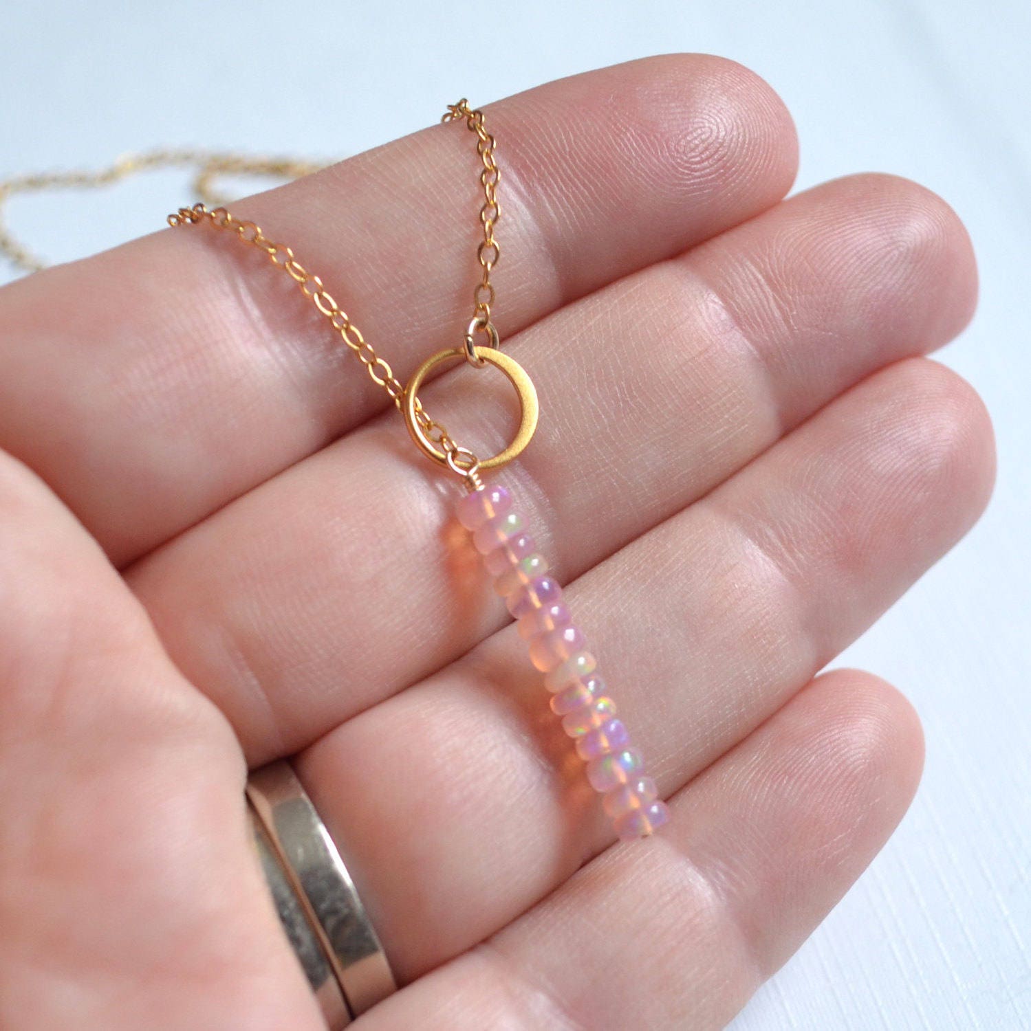 Real Opal Necklace Gold Opal Necklace Silver Pink Ethiopian | Etsy