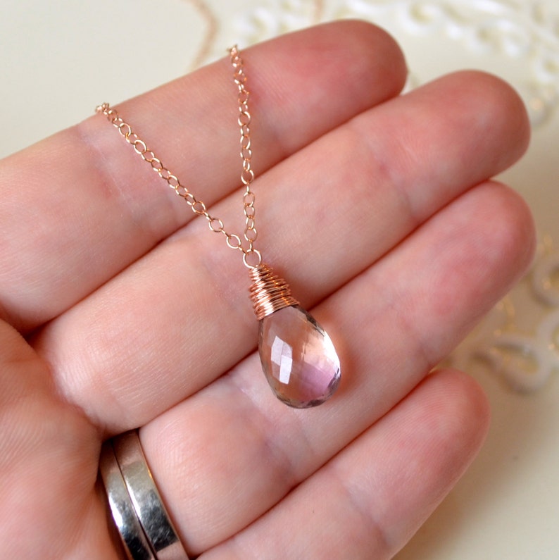 Ametrine Necklace, Lavender Gemstone, Large Focal, AAA Stone Solitaire, Rose Gold Necklace, Gold or Sterling Silver Jewelry, Made to Order image 6