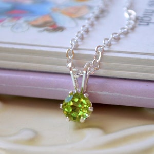 Echte Peridot Halskette, August Birthstone Schmuck, Lime grün Birthstone Halskette, Sterling Silber Kinder Schmuck, Peridot Schmuck