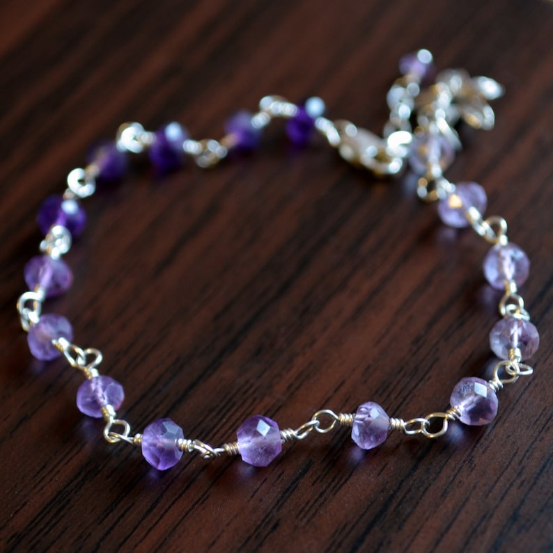 Echtes Amethyst-Armband für Frauen, Sterling Silber, Ombre Purple Gemstone Schmuck, Februar Birthstone Schmuck Bild 1